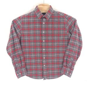 Untuckit Flannel Shirt Mens Medium Grey Jaxon Plaid Regular Cotton Lightweight